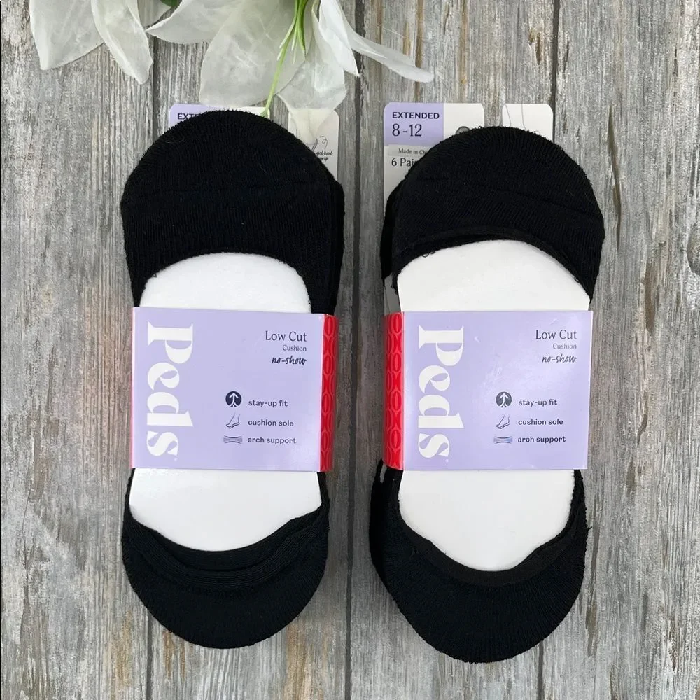 Women’s PEDS Low Cut Cushion Liner Socks 2, 6-Packs Size 8-12